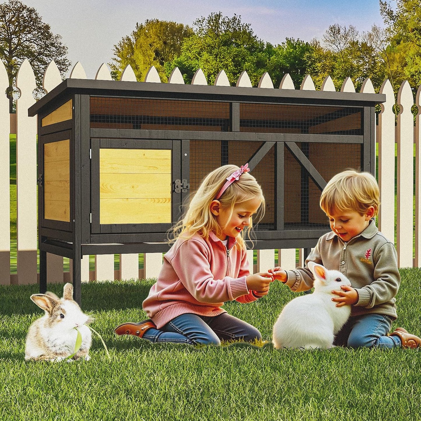 46.7" Rabbit Cage Elevated Bunny Cage Indoor - Image 6