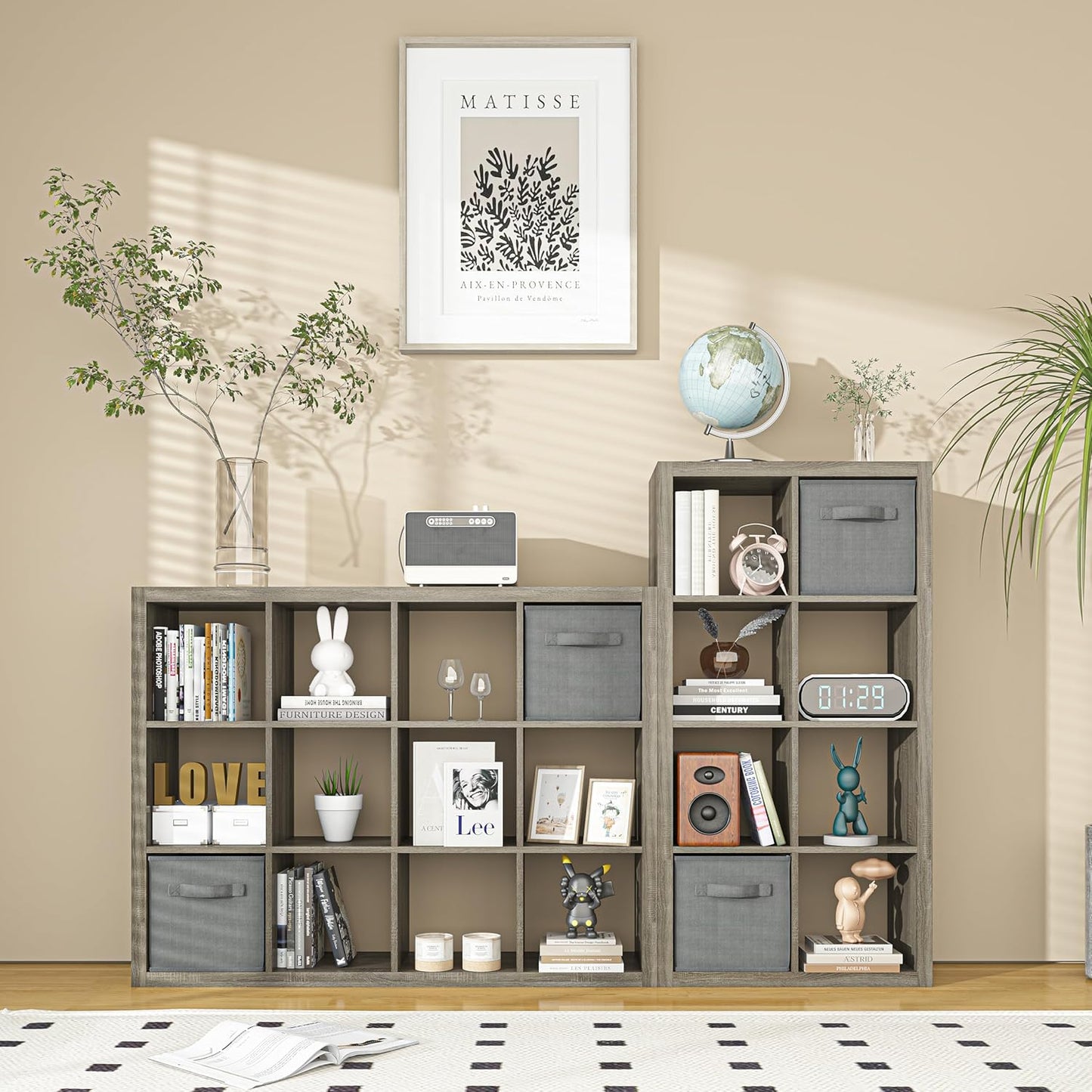 6-Cube Storage Organizer - Gray Oak - Image 2