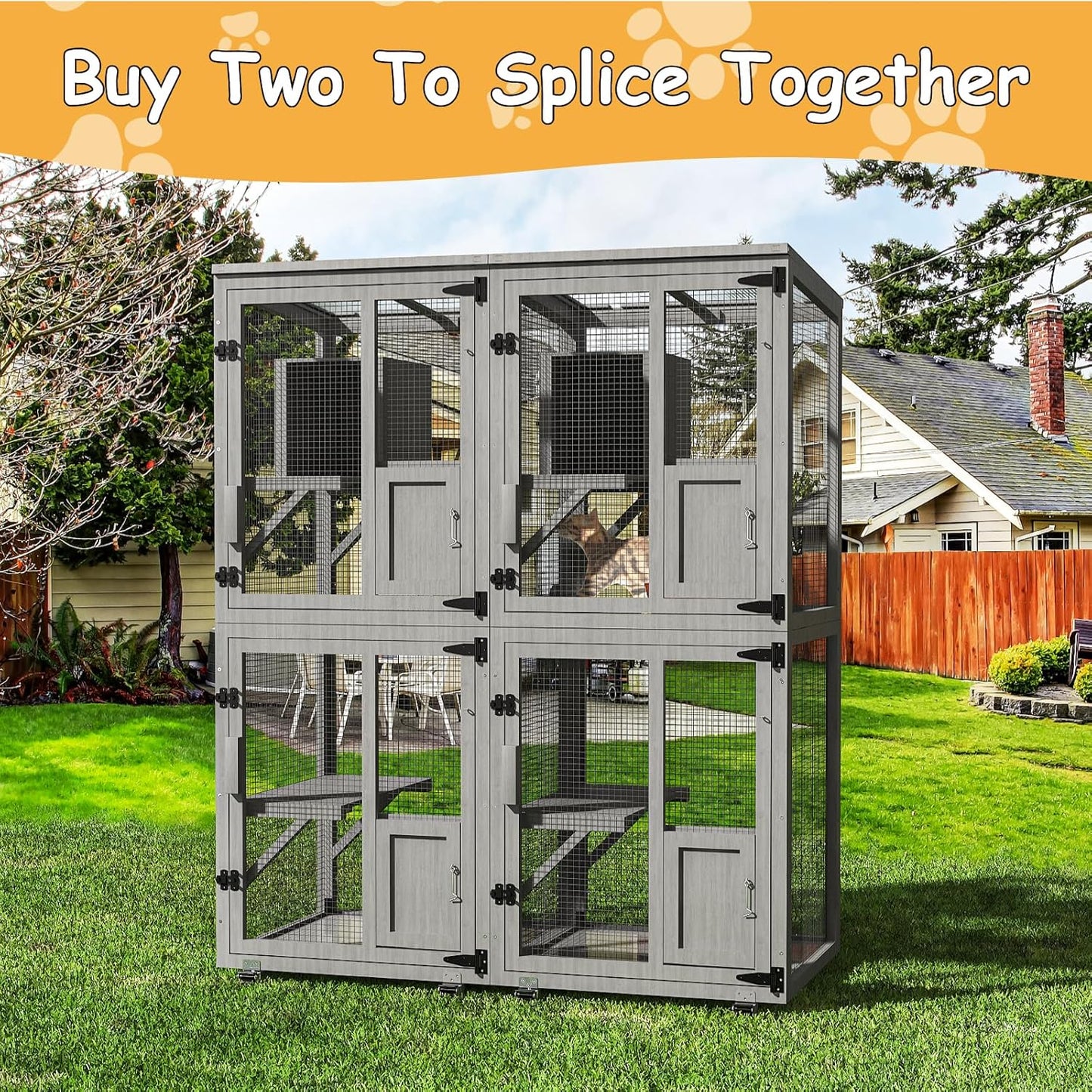 4 Tiers Catio Outdoor Cat Enclosure - Image 2