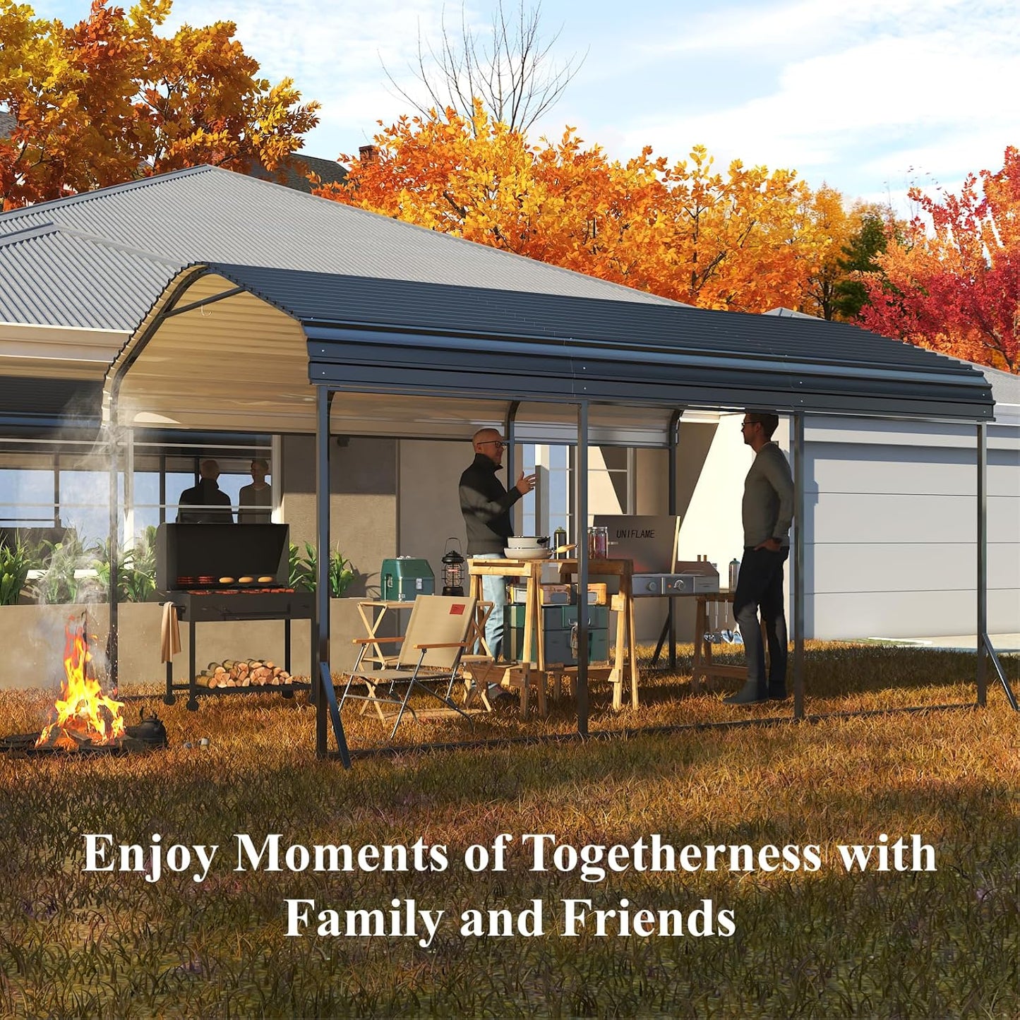 10x15 FT Heavy Duty Metal Carport Kit