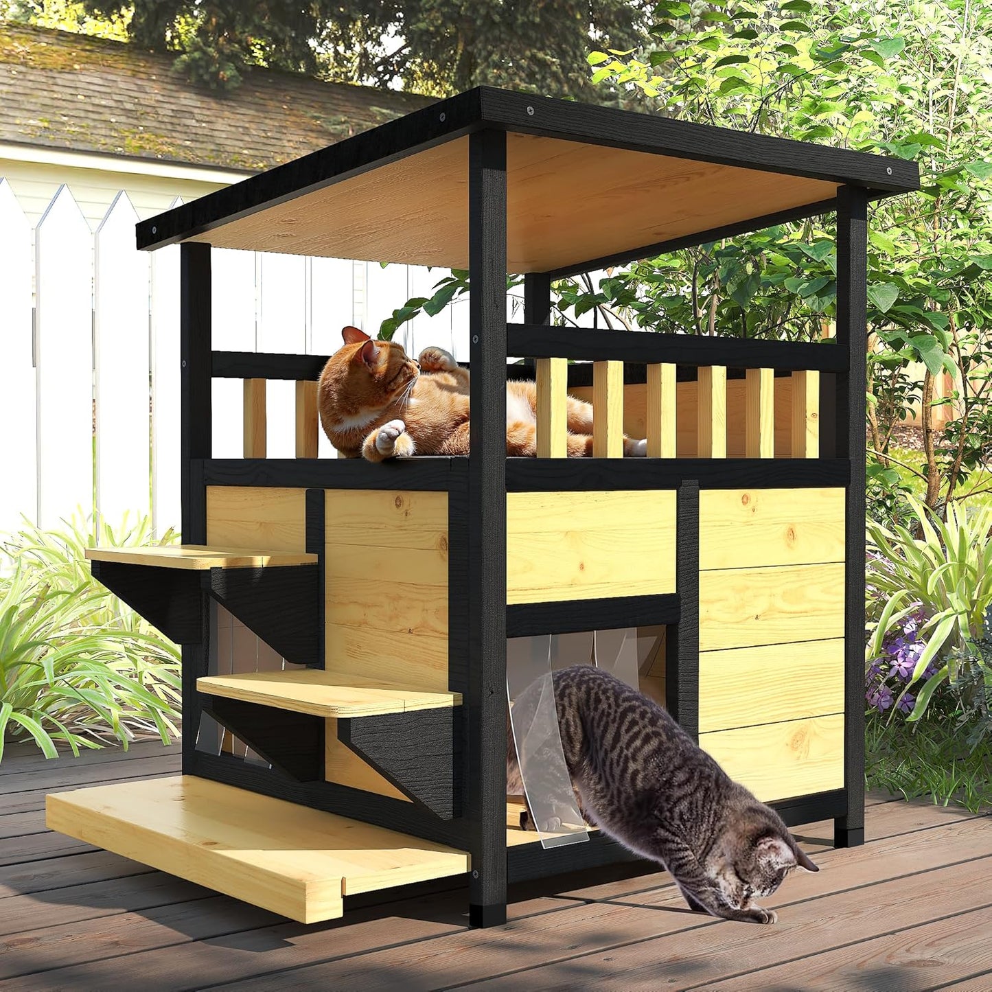 Outdoor Cat House Weatherproof - Outside Two Story Feral Cat Shelter - Image 9