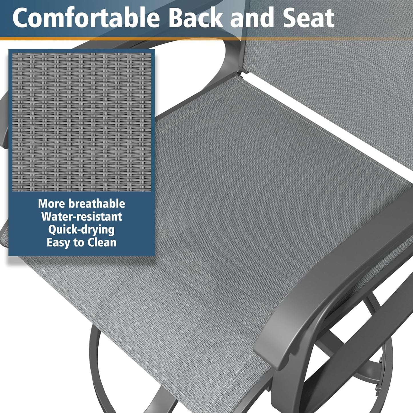 Patio Swivel Chair Set of 2 - GREY - Image 4