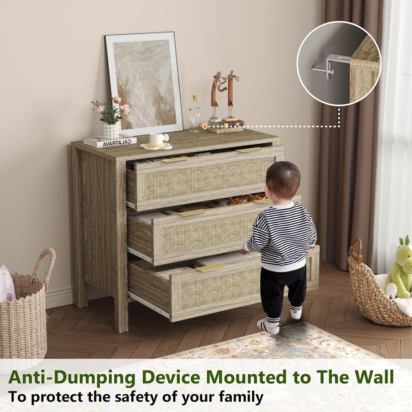 3 Drawer Rattan Dressers - Image 10