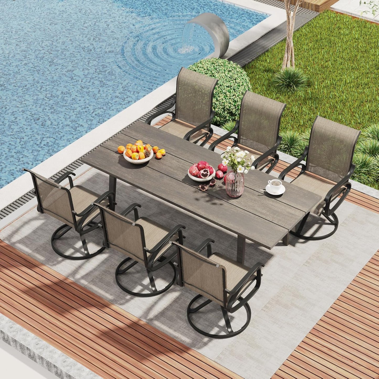Patio Swivel Chair Set of 2 - Brown - Image 8