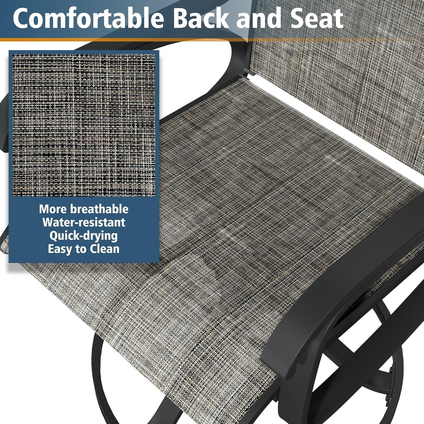 Patio Swivel Chair Set of 2 - Dark GREY - Image 4