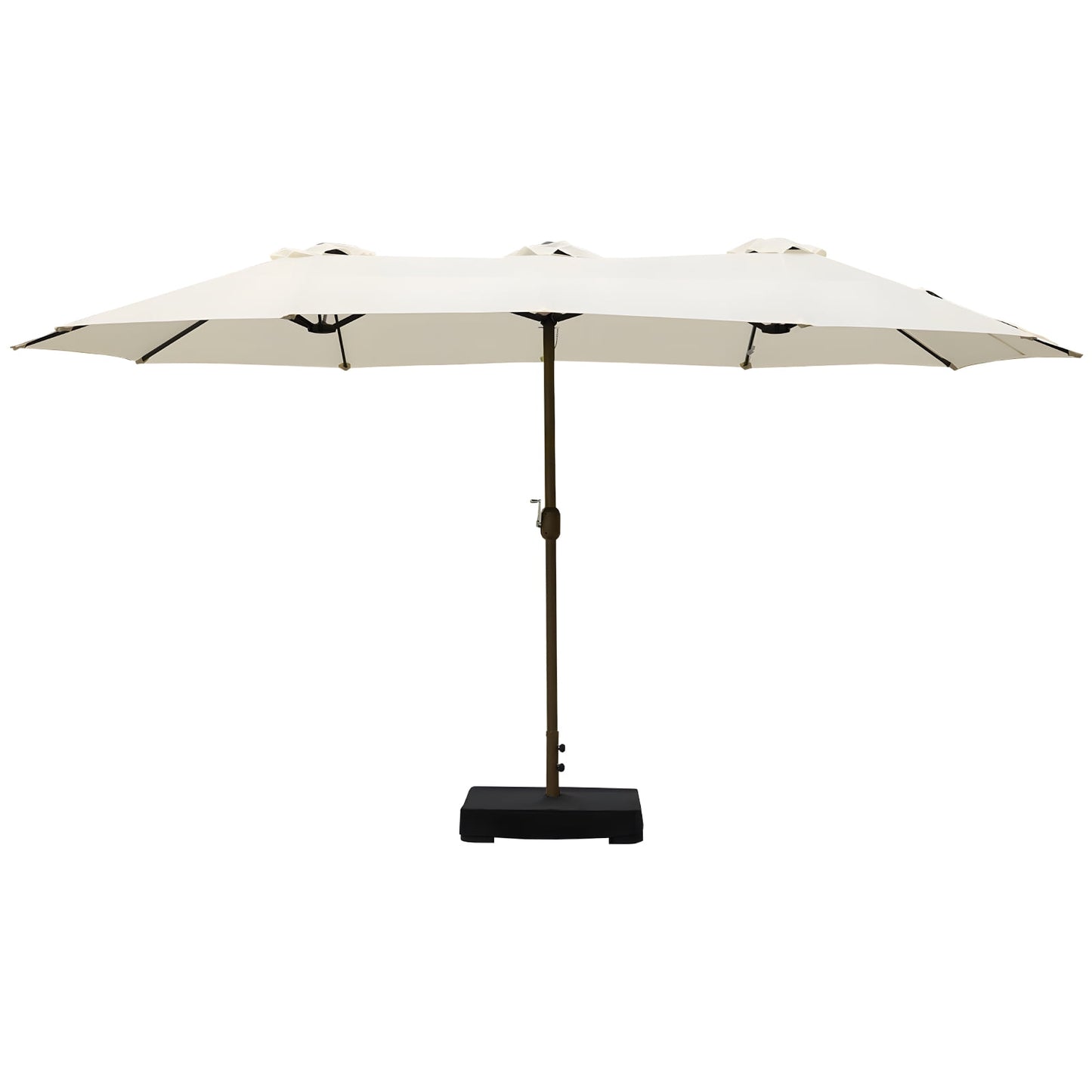 15 ft. Patio Double Sided Umbrella Outdoor with Base Stand Beige - Image 4