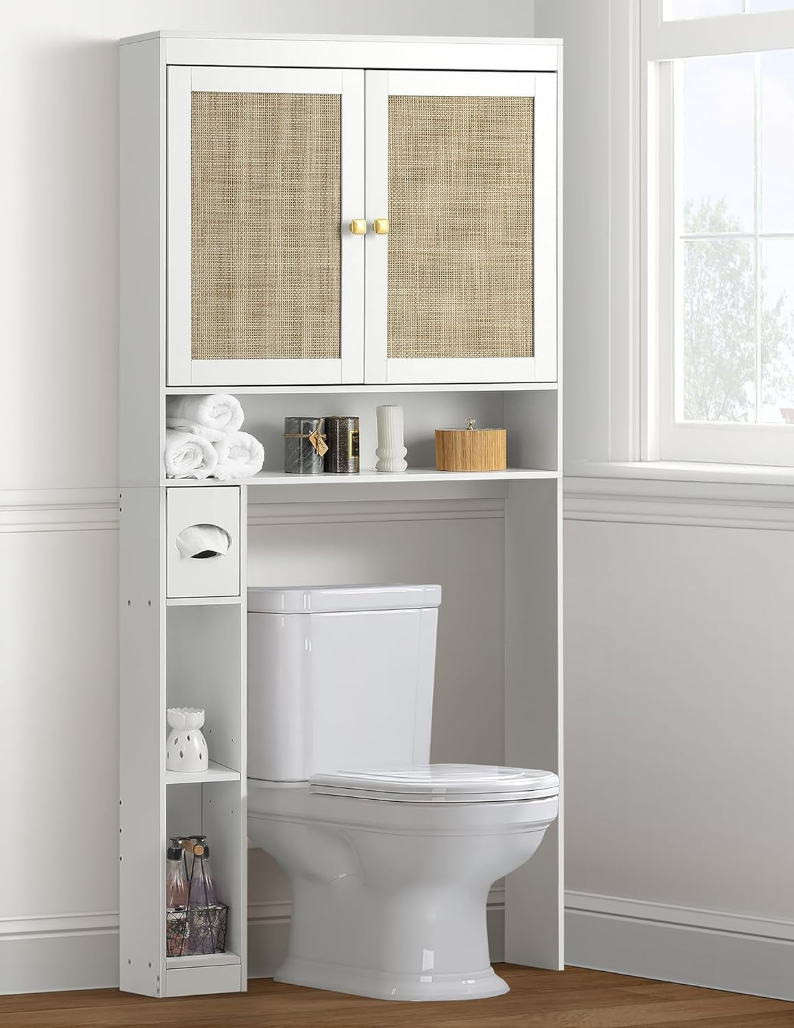 Over The Toilet Storage Cabinet - Vintage White, Double Doors - Image 2