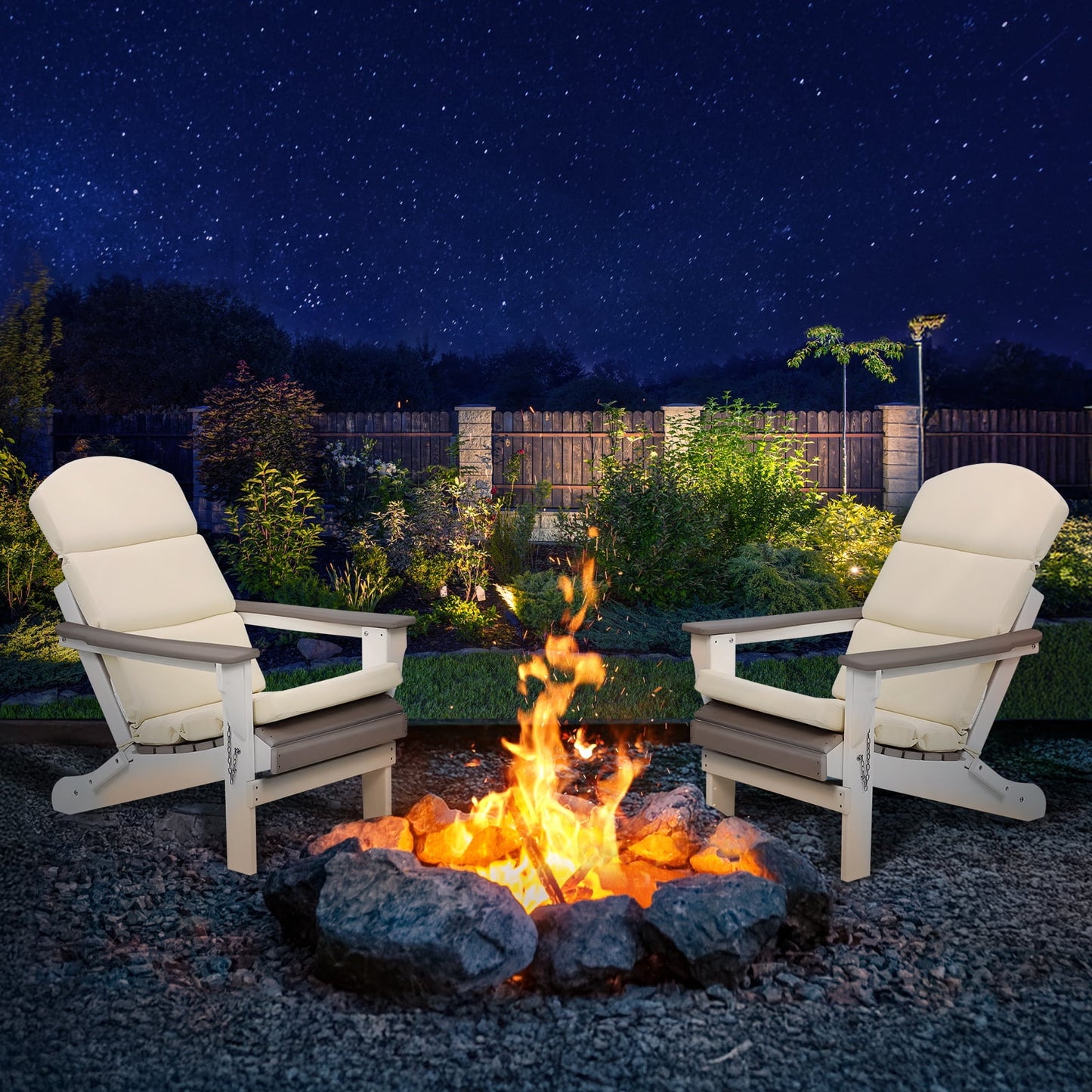 2 SET/ High-Back Adirondack Chair Cushion - Cream Yellow - Image 1