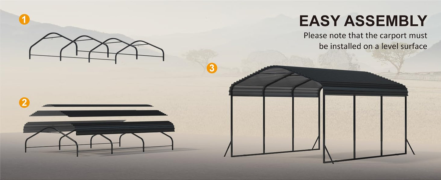 10x15 FT Heavy Duty Metal Carport Kit