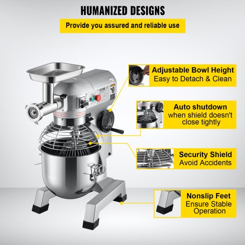 Commercial Stand Mixer, 20Qt Stainless Steel Bowl, 1100W 2 in 1 Multifunctional Electric Food Mixer - Image 5