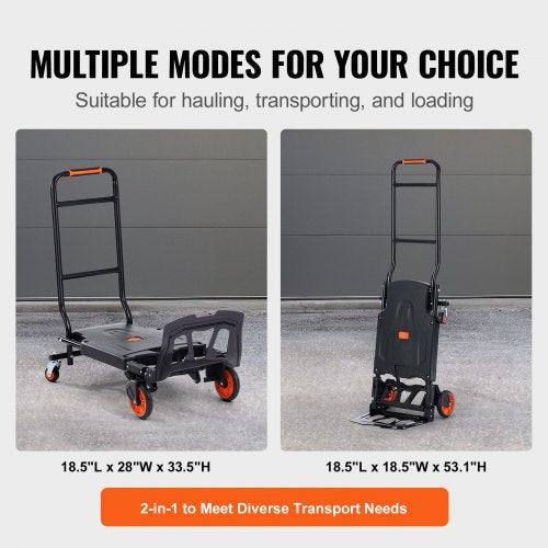 Aluminum Hand Truck, 2 in 1, 300 lbs Load Capacity - Image 3