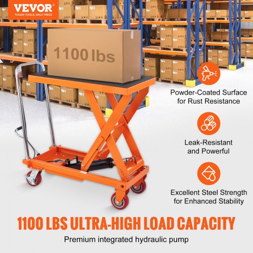 Hydraulic Lift Table Cart, 1100lbs Capacity 35.4" Lifting Height - Image 10