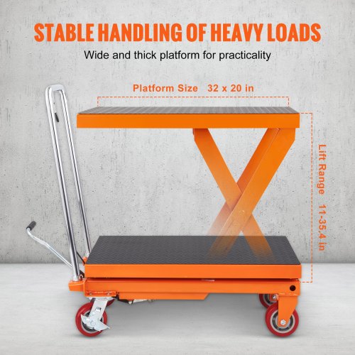 Hydraulic Lift Table Cart, 1100lbs Capacity 35.4" Lifting Height - Image 8