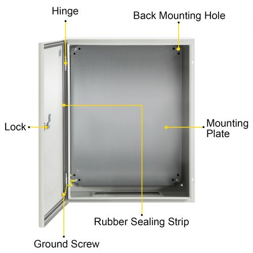 Steel Enclosure, 20 x 16 x 6'' NEMA 4X Steel Electrical Box - Image 2
