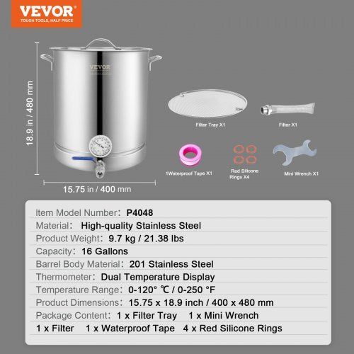 Stainless Steel Kettle, 16 GALLON Brewing Pot - Image 4