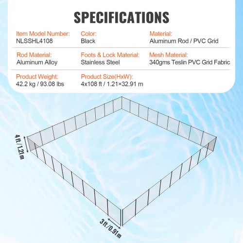 VEVOR Pool Fence, 4 x 108 FT Pool Fences for Inground Pools - Image 6
