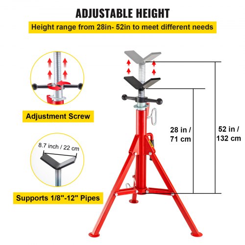 V Head Pipe Stand Adjustable Height 28-52 Inch - Image 3
