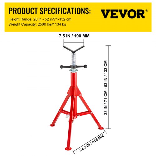 V Head Pipe Stand Adjustable Height 28-52 Inch - Image 5
