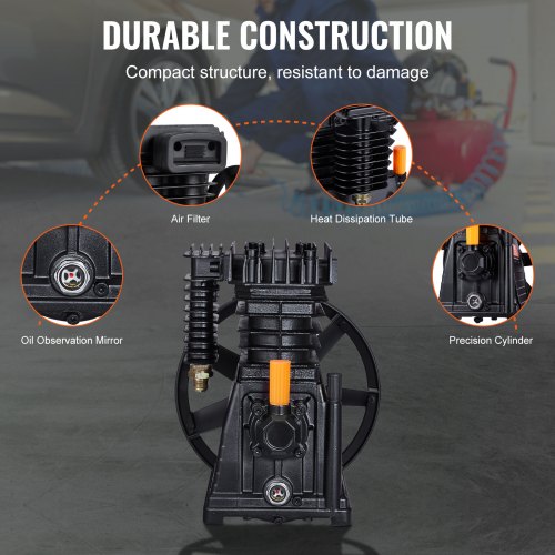 Air Compressor Pump Head 3HP 5.8CFM @ 90PSI Twin Cylinder Piston Pump Head - Image 3