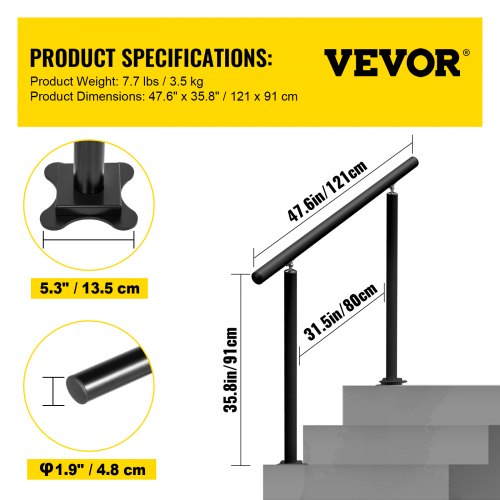 Outdoor Stair Railing Kit, 4 FT - Image 7