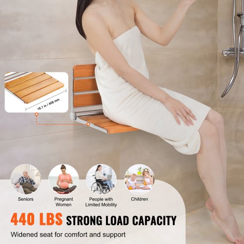 Folding Oak Shower Seat - Image 3