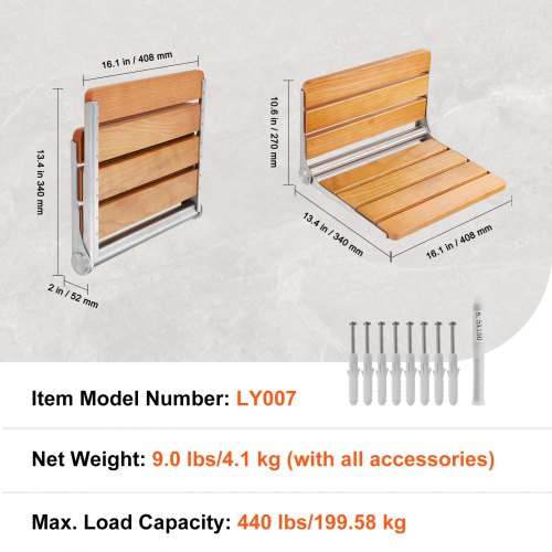 Folding Oak Shower Seat - Image 4