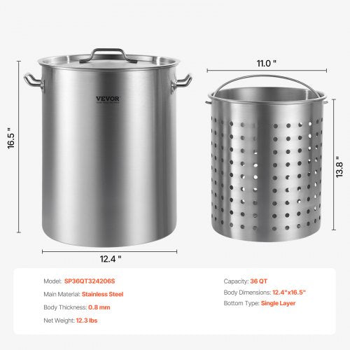36QT Stainless Steel Stockpot - Image 2