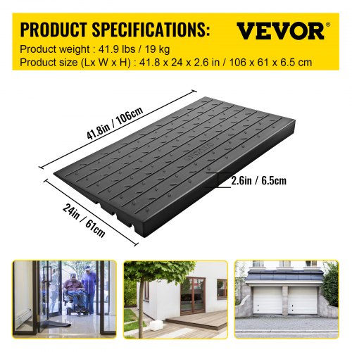Rubber Threshold Ramp, 2.6" - Image 6