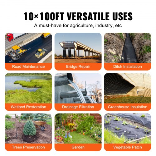 Non-Woven Geotextile Fabric 10x100FT 8OZ Ground Cover Weed Control Fabric - Image 6