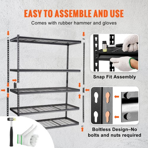 Storage Shelving Unit, 5-Tier Adjustable, 2000 lbs Capacity - Image 3