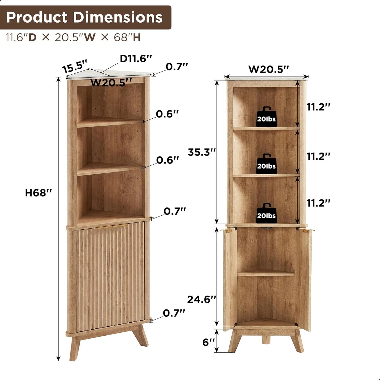 68" Tall Corner Cabinet - Image 1