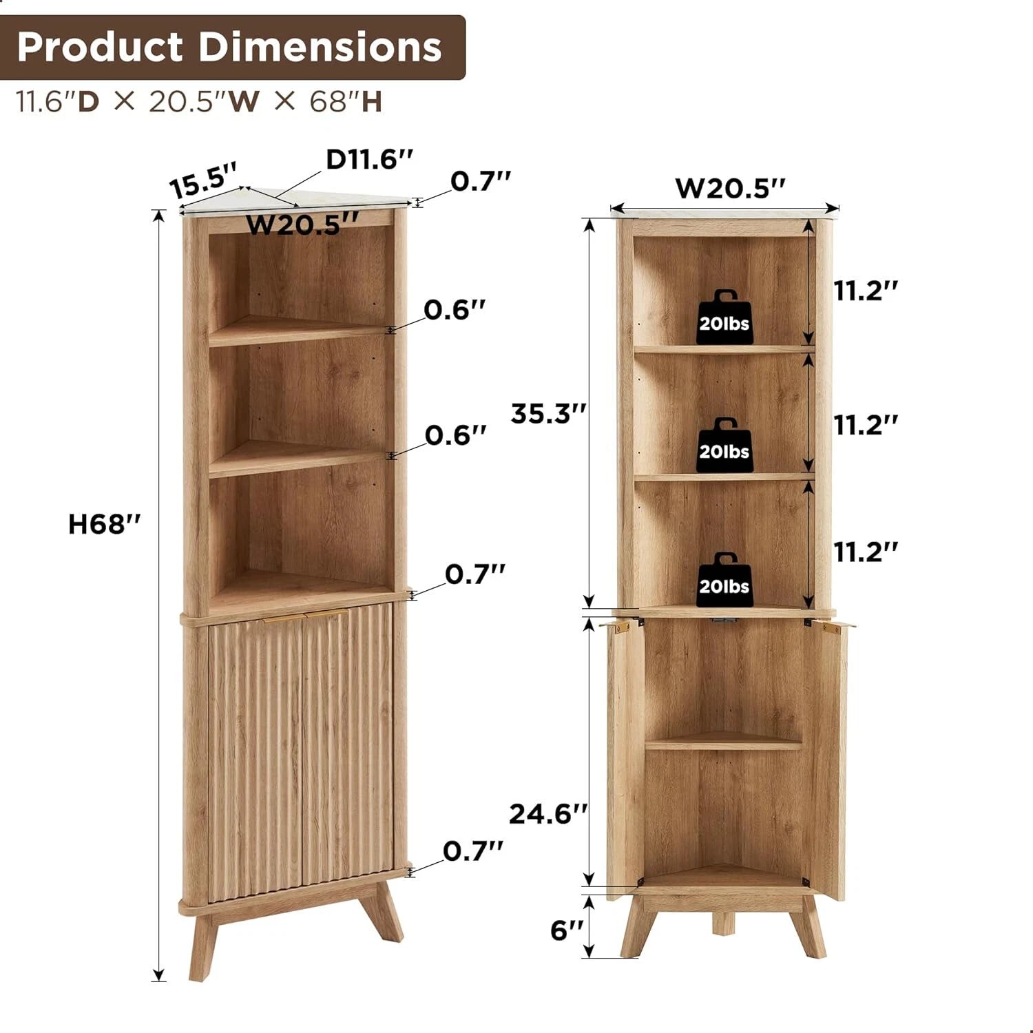 68" Tall Corner Cabinet - Image 1