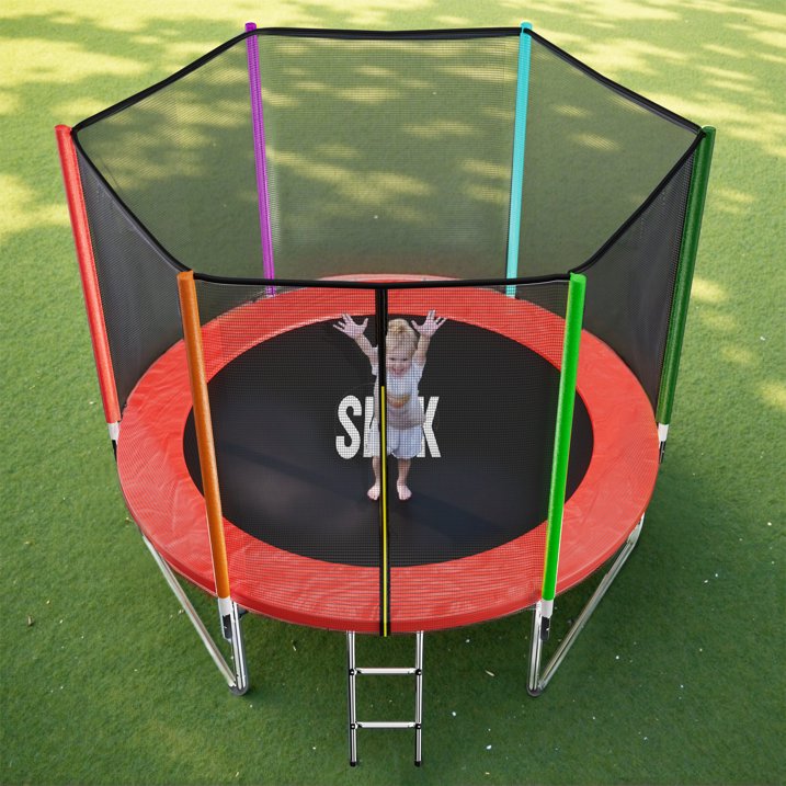 10FT Trampoline with Safety Enclosure Net - Rainbow - Image 2