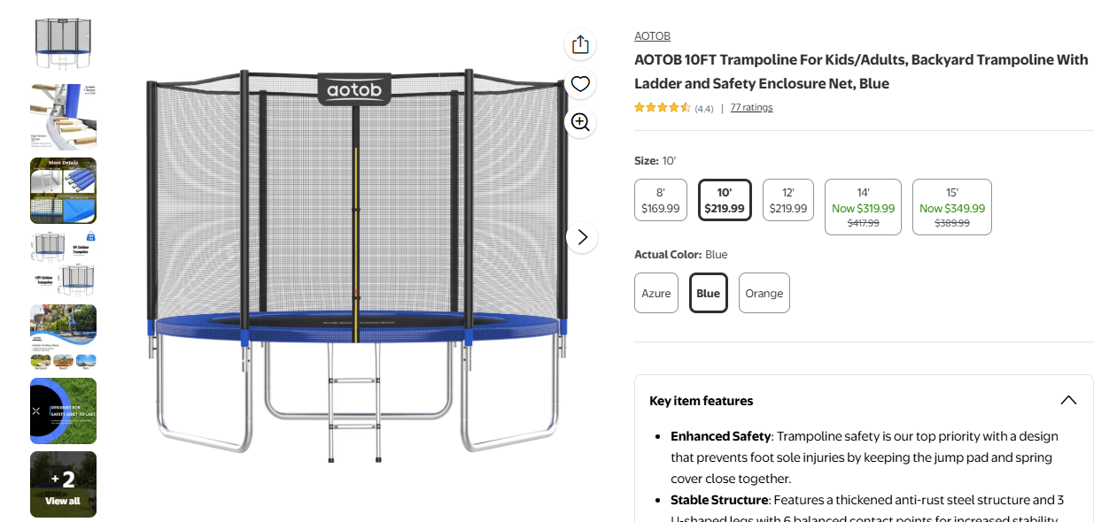 10FT Trampoline with Safety Enclosure Net - Image 9