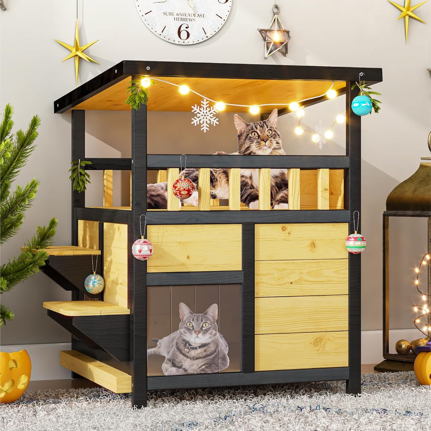 Outdoor Cat House Weatherproof - Outside Two Story Feral Cat Shelter - Image 9