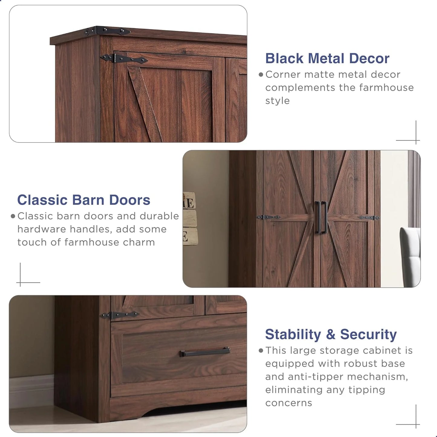 Pantry Cabinet, 72" Tall Farmhouse Storage Cabinet - Image 1
