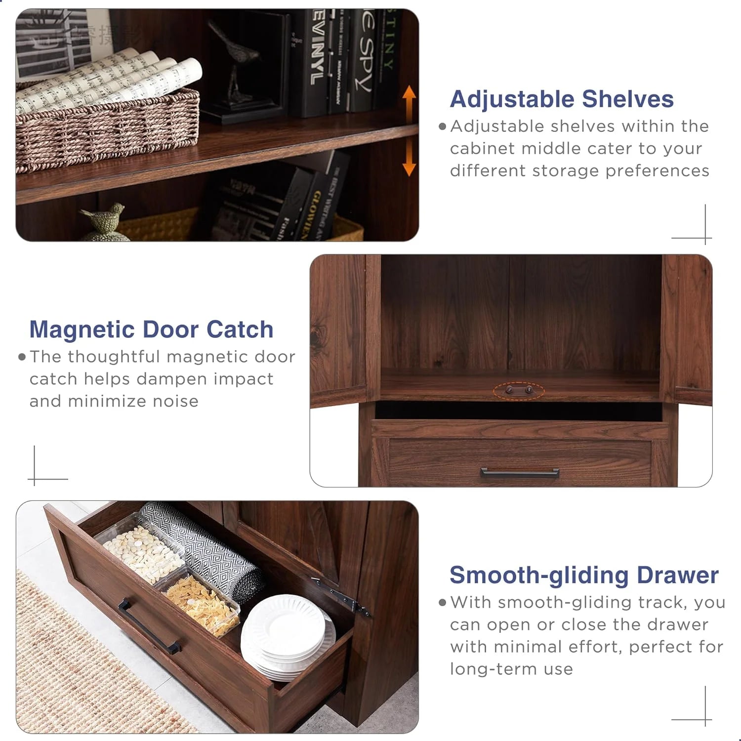 Pantry Cabinet, 72" Tall Farmhouse Storage Cabinet - Image 2