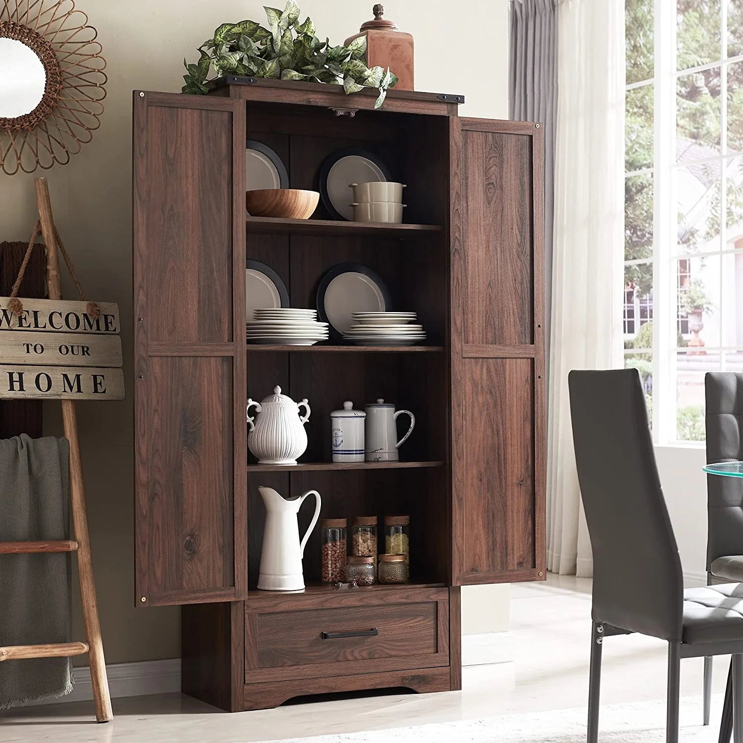 Pantry Cabinet, 72" Tall Farmhouse Storage Cabinet - Image 6