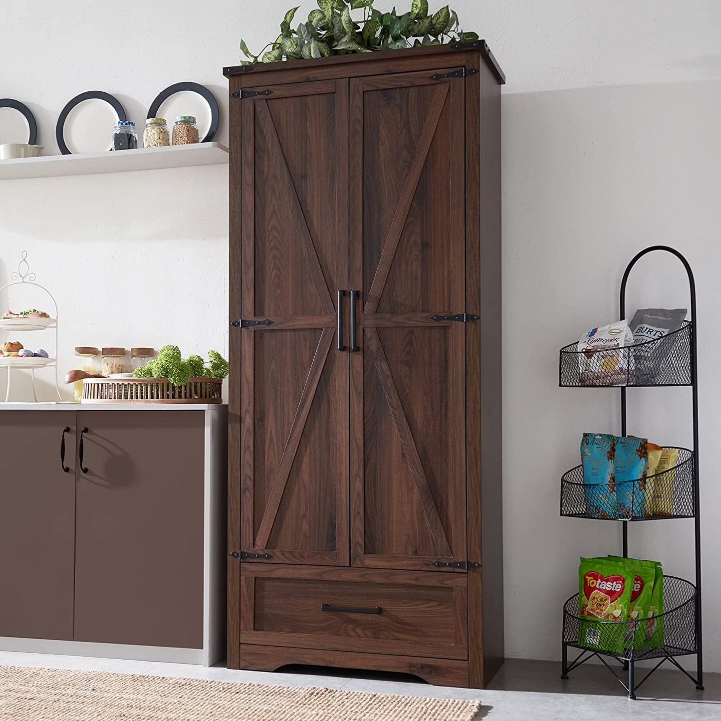 Pantry Cabinet, 72" Tall Farmhouse Storage Cabinet - Image 7