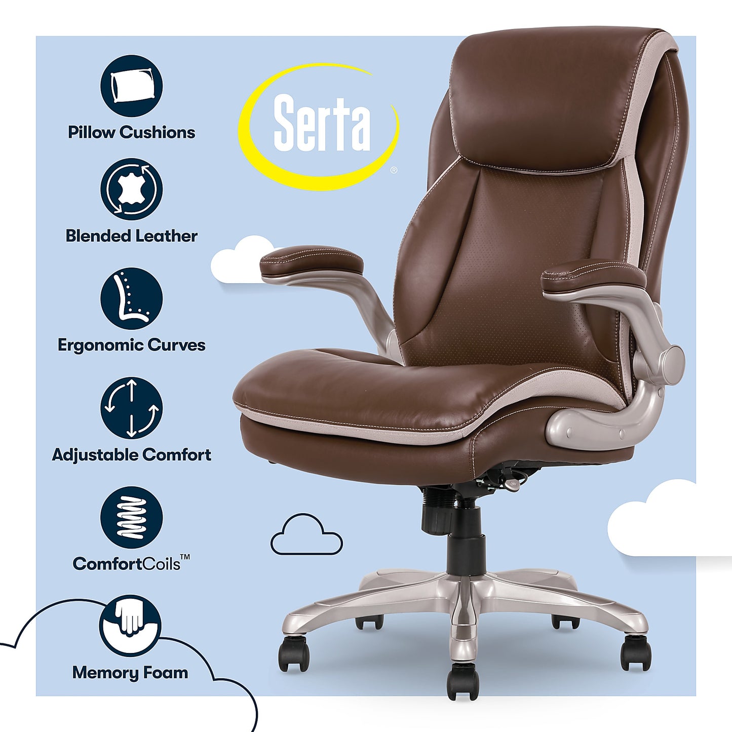 Serta Executive Office Chair, Brown - Image 4