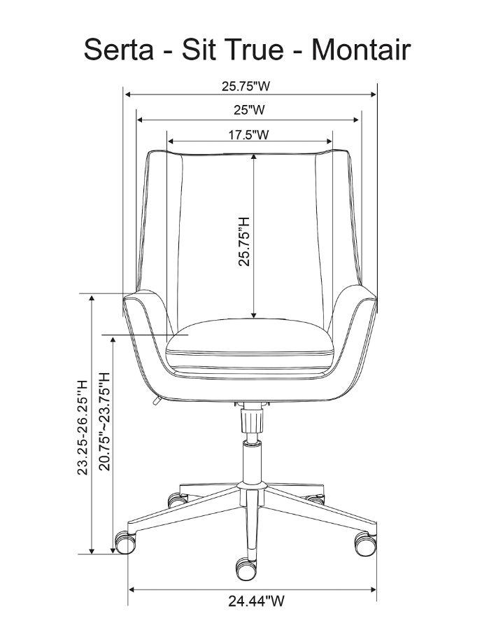 Serta SitTrue Montair Faux Leather Mid-Back Manager Chair - Image 4