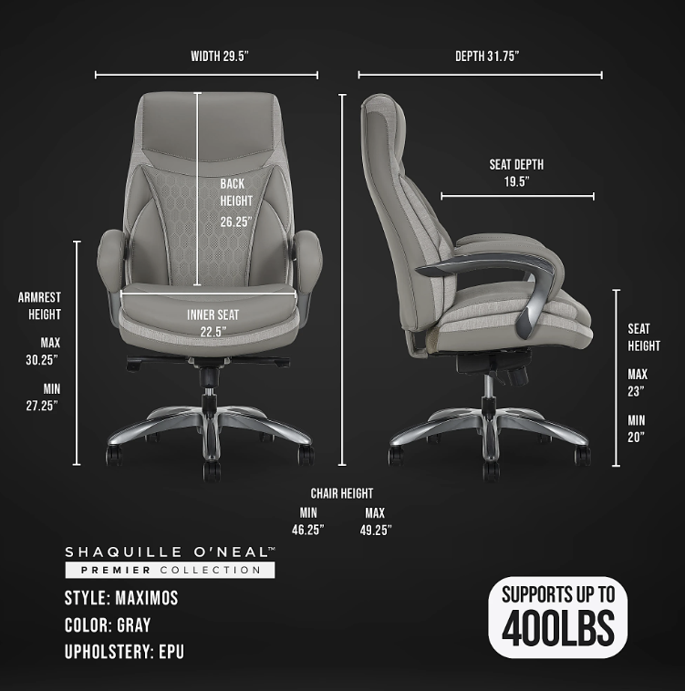 Shaquille O'Neal Maximos High-Back Executive Office Chair, Gray - Image 4
