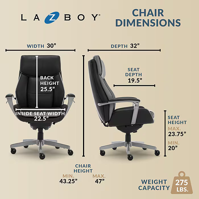 La-Z-Boy Alton Ergonomic Bonded Leather Swivel Executive Chair Brown - Image 2