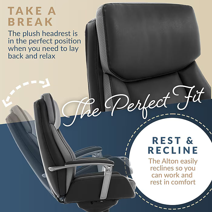 La-Z-Boy Alton Ergonomic Bonded Leather Swivel Executive Chair Brown - Image 4