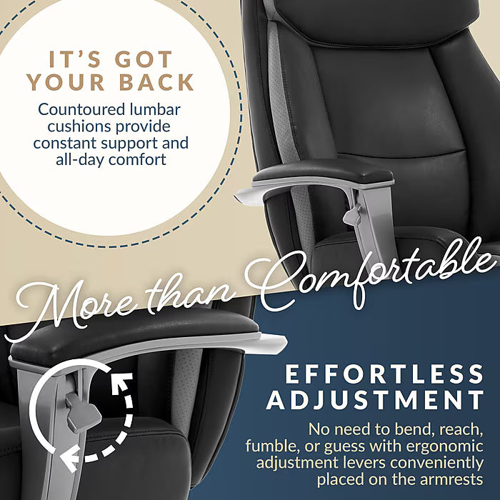 La-Z-Boy Alton Ergonomic Bonded Leather Swivel Executive Chair Brown - Image 5
