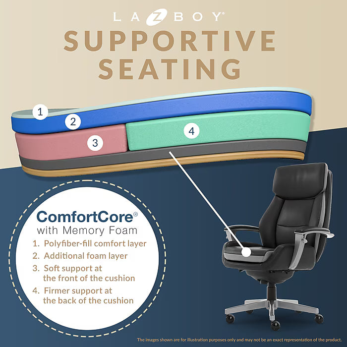 La-Z-Boy Alton Ergonomic Bonded Leather Swivel Executive Chair Brown - Image 6
