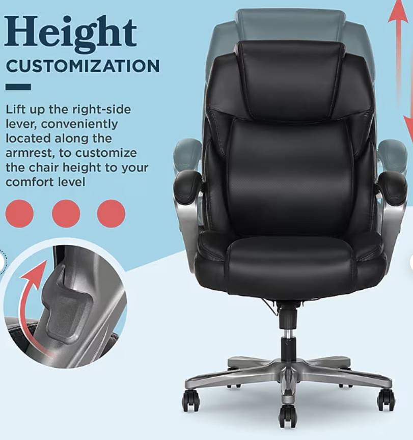 La-Z-Boy Niall AIR Lumbar Pro+ Ergonomic Vegan Leather Executive Big & Tall Chair - Image 2