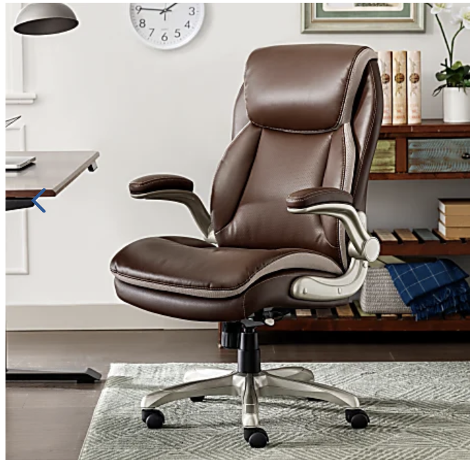 Serta Ergonomic Bonded Leather High-Back Executive Office Chair, Brown - Image 1