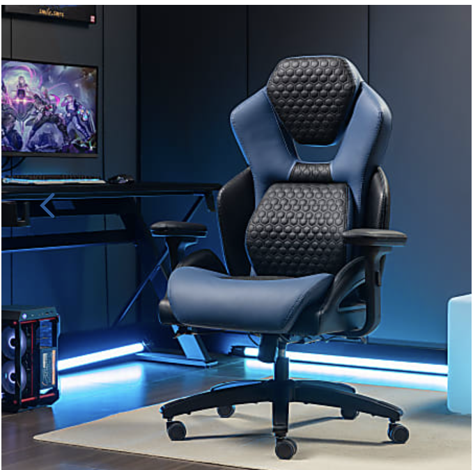 Shaquille O’Neal Sciron Big & Tall Ergonomic High-Back Vegan Leather Executive Gaming Office Chair, Blue - Image 1