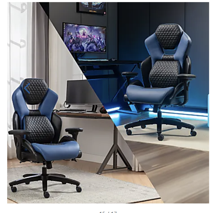 Shaquille O’Neal Sciron Big & Tall Ergonomic High-Back Vegan Leather Executive Gaming Office Chair, Blue - Image 6